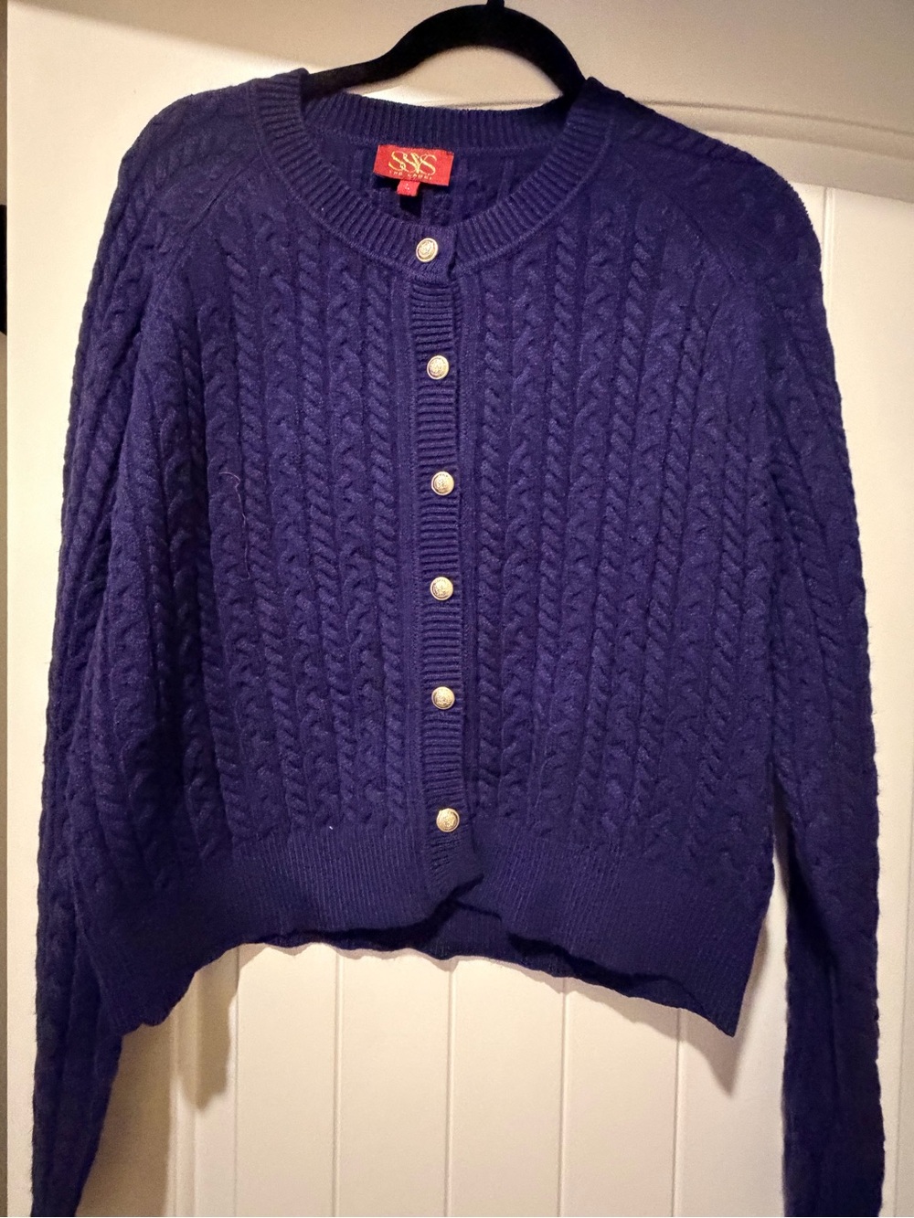 Women's Cable Knit Cardigan - Purple